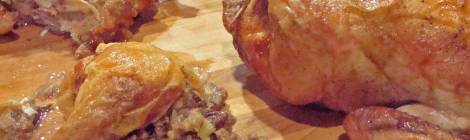 Grill Roasted Hens with Currant & Pecan Cornbread Stuffing
